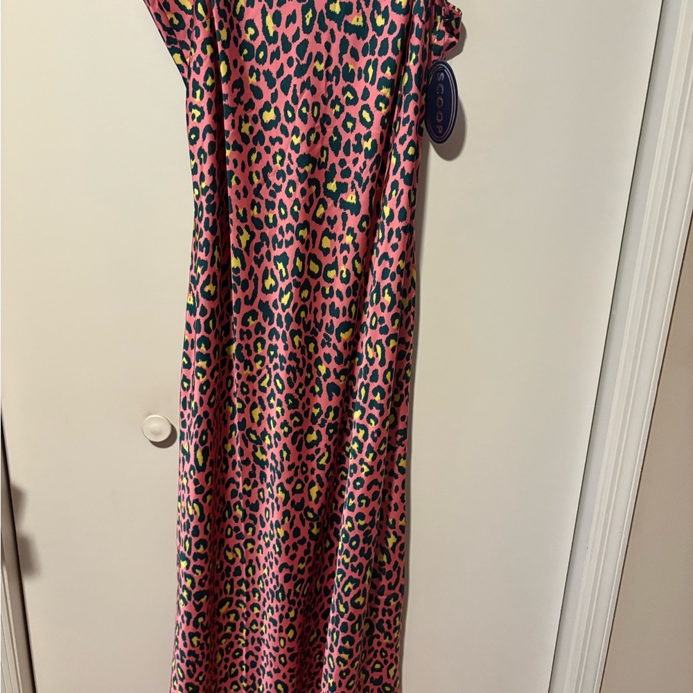 Pink Leopard Print Satin Dress